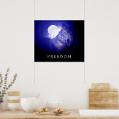 Black Blue Night Freedom Wolf Head Fullmoon Poster (Keuken)
