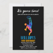 Black Blue Orange Basketball Invitations Anniversa (Devant)