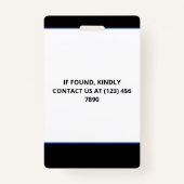 Black Blue Photo & Taller Logo Press ID Badge (Achterkant)