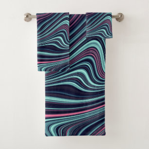 Black Blue Rose Wavy Marbling Agate Abstraction