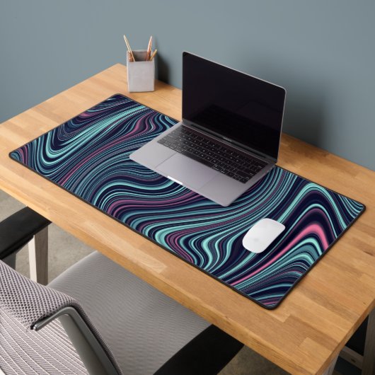 Black Blue Rose Wavy Marbling Agate Abstraction (Bureau 2)