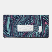 Black Blue Rose Wavy Marbling Agate Abstraction (Clavier et souris)