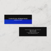 Black Blue Skinny Modern Consultant Carte de visit (Devant / Derrière)