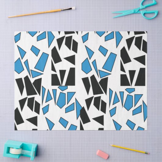 Black Blue Stained Glass Pattern Tissuepapier (Craft)