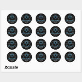 Black Blue Star of David Personalized Bar Mitzvah Ronde Sticker (Vel)