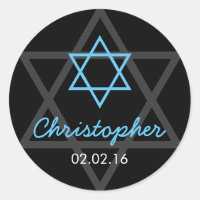 Black Blue Star of David Personalized Bar Mitzvah