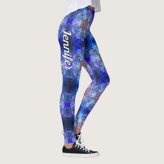 Black Blue Star Personnalisé Nom Leggings Vitrage (Droite)
