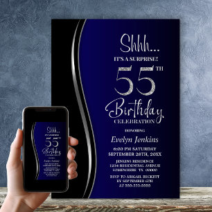 Black Blue Surprise 55ste verjaardag Kaart