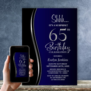 Black Blue Surprise 65ste verjaardag Kaart