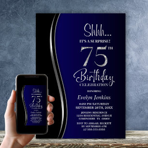 Black Blue Surprise 75ste verjaardag Kaart