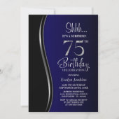 Black Blue Surprise 75ste verjaardag Kaart (Voorkant)