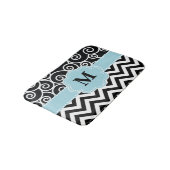 Black Blue Swirl Chevron Monogram Bathmat Badmat (Gekanteld)