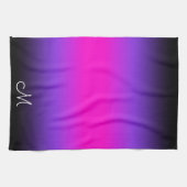 Black Blue Violet en Neon Pink Ombre Monogram Theedoek (Horizontaal)