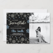 Black Blue Winter Baby Shower Invitations avec pho (Devant)