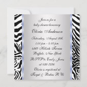 Black Blue Zebra Baby Boy Shower Invitations (Dos)
