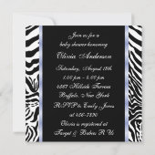 Black Blue Zebra Baby Boy Shower Uitnodigingen (Achterkant)