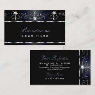 Black Bluish Squiggles Sparking Diamonds Visitekaartje