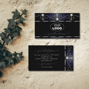 Black Bluish Squiggles Sparking Diamonds Voeg Logo Visitekaartje