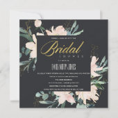 BLACK BLUSH FLORAL LIJST WATERVERF VRIJGEZELLENFEE KAART (Voorkant)