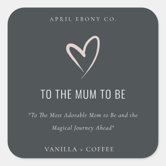 Black Blush Love Heart Mum to be Gift Candle Vierkante Sticker (Voorkant)