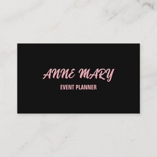 Black Blush Pink Girly Cute Custom Classant Elegan Visitekaartje (Voorkant)