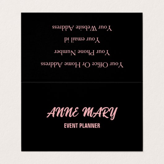 Black Blush Pink Girly Cute Custom Classy Modern Visitekaartjes (Buitenkant ongevouwen)