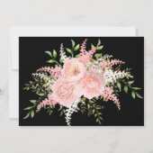 Black Blush Pink Painted Florals repetitief Dinner Kaart (Achterkant)