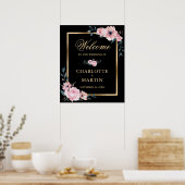 Black Blush Rose or Mariage Floral Affiche de bien (Cuisine)