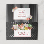 Black Blush Roze Rose Gold Rose Bouquet Table Kaar (Buitenkant ongevouwen)