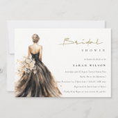 Black Blush Waterverf Trouwjurk Vrijgezellenfeest Kaart (Voorkant)