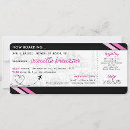 Black Boarding Pass Bridal Shower Uitnodiging