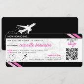 Black Boarding Pass-Vrijgezellenfeest Kaart (Voorkant / Achterkant)