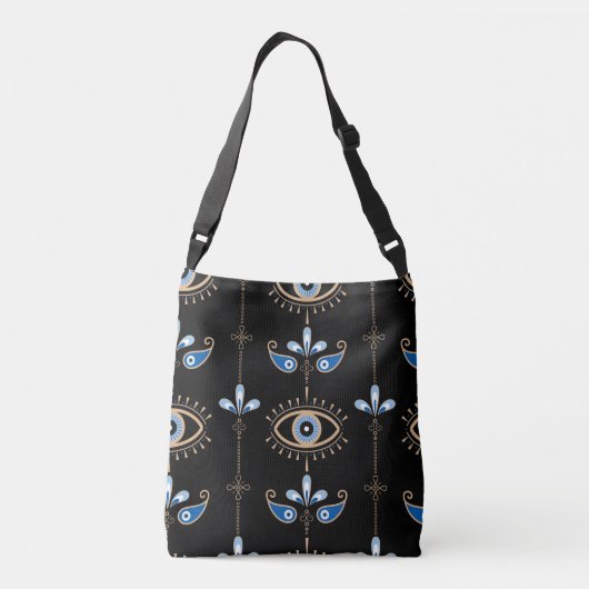 Black bohemian retro evil eye pattern crossbody tas (Achterkant)