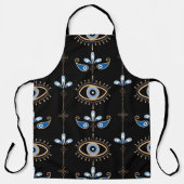 Black bohemian retro evil eye pattern schort (Voorkant)
