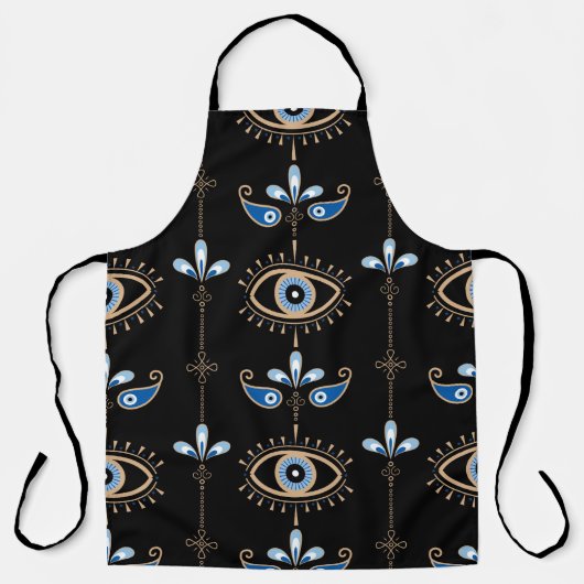 Black bohemian retro evil eye pattern schort (Voorkant)