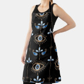 Black bohemian retro evil eye pattern schort (Insitu)