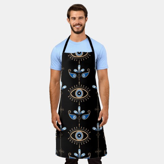Black bohemian retro evil eye pattern schort (Gedragen)