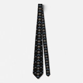 Black bohemian retro evil eye pattern stropdas (Voorkant)
