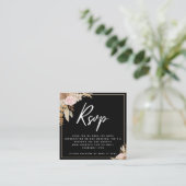 Black Boho Dried Palm Pampas Grass QR Code Rsvp Informatiekaartje (Staand voorkant)