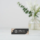 Black Boho Dried Pampas Grass Volg me QR Code Mini Visitekaartje (Staand voorkant)