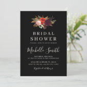Black Boho Floral Vrijgezellenfeest Invite Kaart (Staand voorkant)