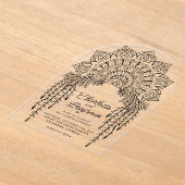 Black Boho Mandala Modern Wedding Acryl Uitnodigingen (Laagn)