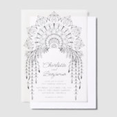 Black Boho Mandala Modern Wedding Vellum Uitnodigingen (Offset)