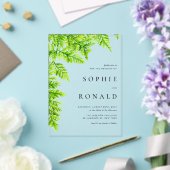 Black Boho Minimalist Foliage Wedding Acryl Uitnodigingen (Insitu (Huwelijk))