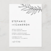 Black Boho Minimalist Foliage Wedding Uitnodiging Briefkaart (Voorkant)