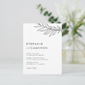 Black Boho Minimalist Foliage Wedding Uitnodiging Briefkaart (Staand voorkant)