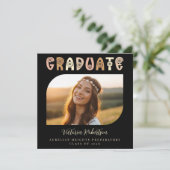 Black Boho Photo Announcement Invitation (Debout devant)