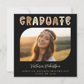 Black Boho Photo Announcement Invitation (Devant)