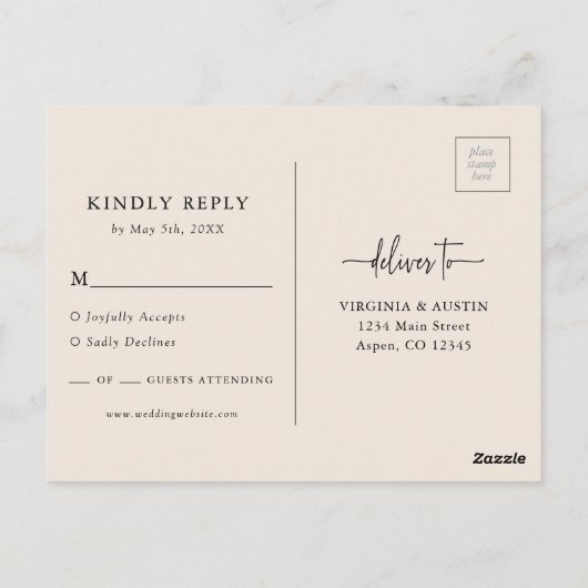 Black Boho RSVP Wedding Briefkaart (Achterkant)