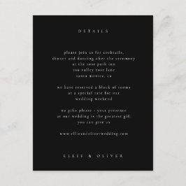 Black Boho Wedding Modern Informatiekaartje